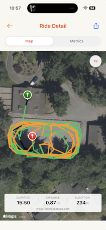 Ride Tracker Pro app screen